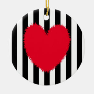 Red heart ceramic tree decoration