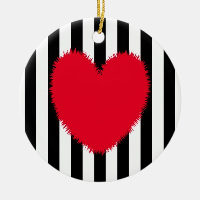 Red heart ceramic tree decoration (Front)