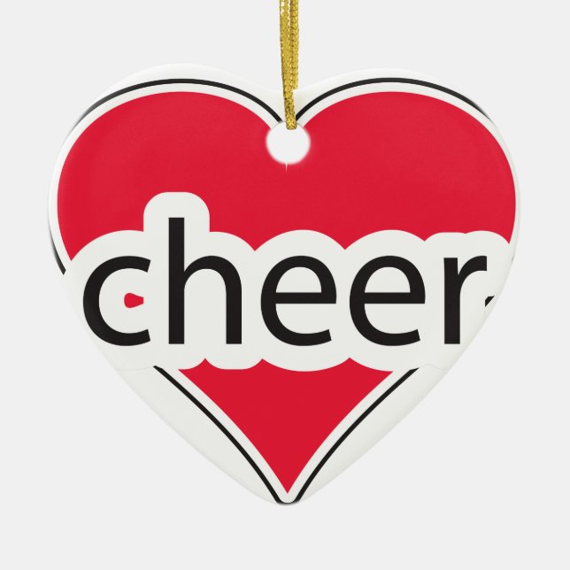 Red Heart Cheer Ceramic Tree Decoration (Front)