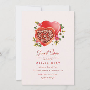 Red Heart Chocolate Valentine's Day Bridal Shower Invitation
