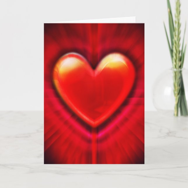 Red heart Christmas card with love. (Front)