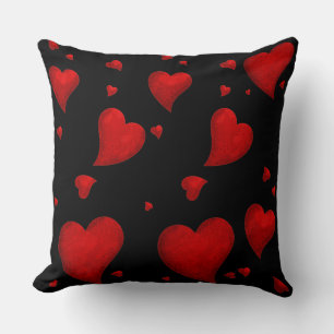 Red Heart Christmas Merry Xmas Welcome 2022 Black Cushion
