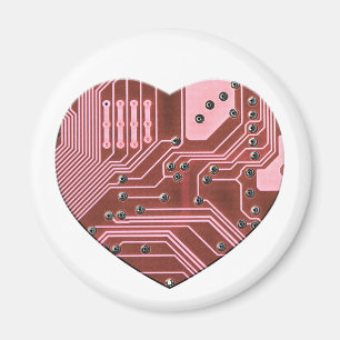 Red Heart Circuit Board Valentines Magnet