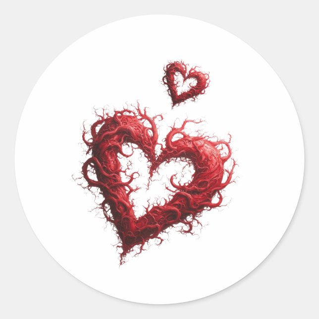 Red Heart  Classic Round Sticker (Front)
