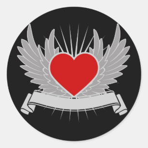 Red heart classic round sticker