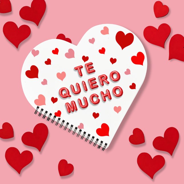 Red Heart Confetti Te Quiero Mucho 3d Letters Notebook (Creator Uploaded)