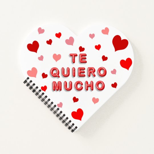 Red Heart Confetti Te Quiero Mucho 3d Letters Notebook | Zazzle.co.uk