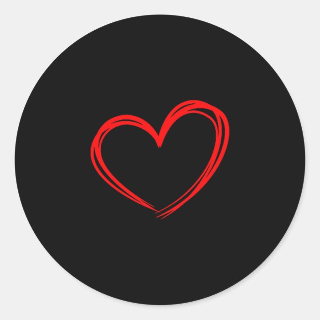 Red Heart Cool Love Heart Graphic Valentines Day M Classic Round Sticker (Front)