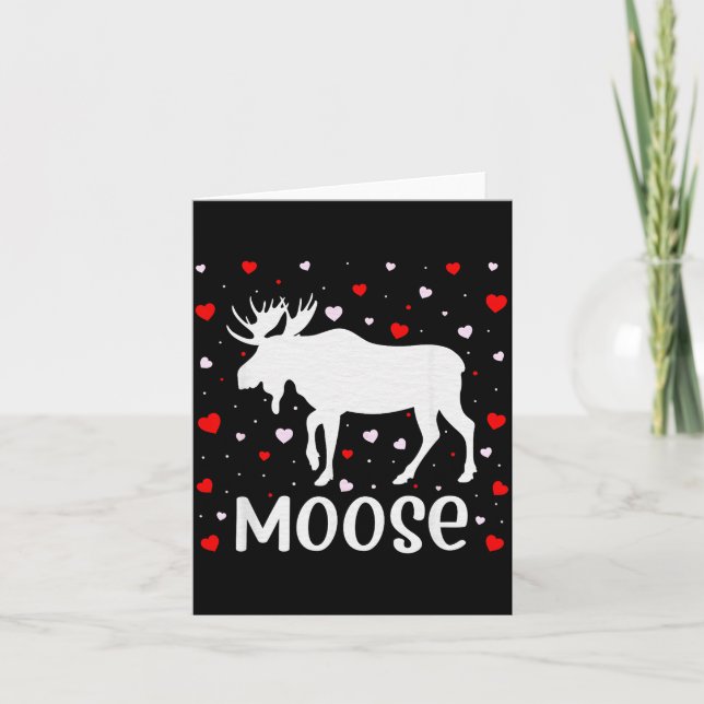 Red Heart Cud Love Graphic Moose Lover Valentine D Card (Front)