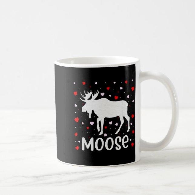 Red Heart Cud Love Graphic Moose Lover Valentine D Coffee Mug (Right)