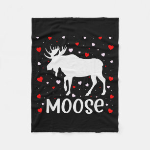 Red Heart Cud Love Graphic Moose Lover Valentine D Fleece Blanket