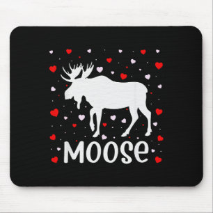 Red Heart Cud Love Graphic Moose Lover Valentine D Mouse Mat