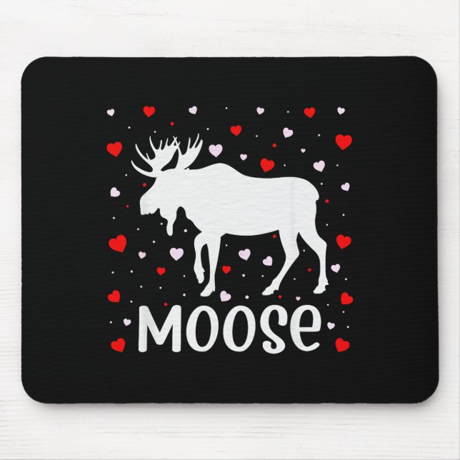 Red Heart Cud Love Graphic Moose Lover Valentine D Mouse Mat (Front)