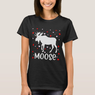 Red Heart Cud Love Graphic Moose Lover Valentine D T-Shirt