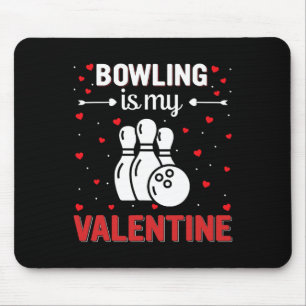 Red Heart Cupid Love Graphic Bowling Is My Valenti Mouse Mat