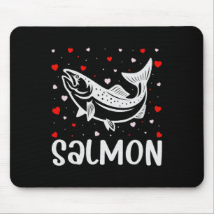 Red Heart Cupid Love Graphic Salmon Lover Valentin Mouse Mat