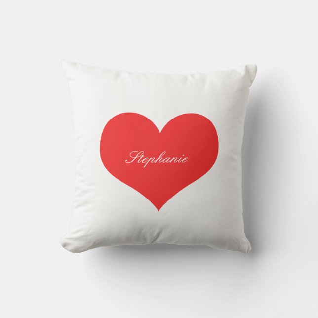Red Heart Custom Name Monograms Gift Favour Decor Cushion (Front)