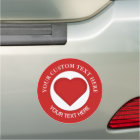 Red Heart Custom Text 7"  Car Magnet