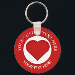 Red Heart Custom Text Key Ring<br><div class="desc">Red Heart Custom Text</div>