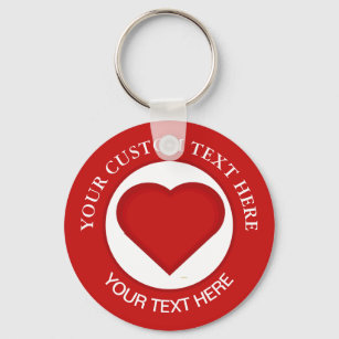 Red Heart Custom Text Key Ring