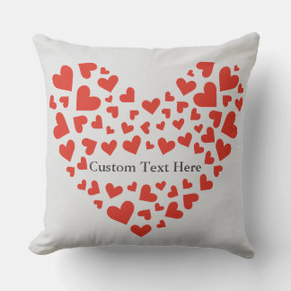Red Heart Custom Text Throw Pillow