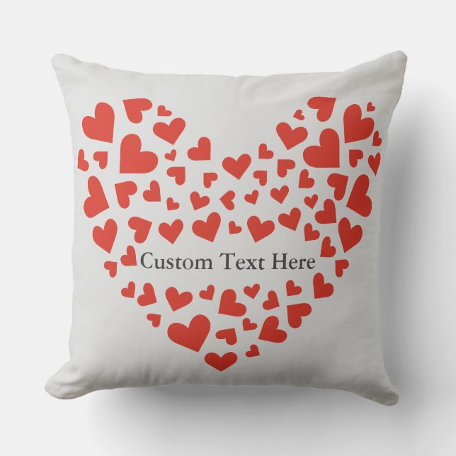 Red Heart Custom Text Throw Pillow (Front)