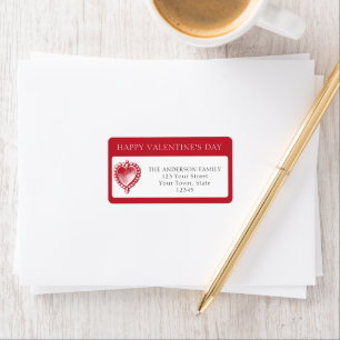 Red Heart Custom Valentine Return Address Label