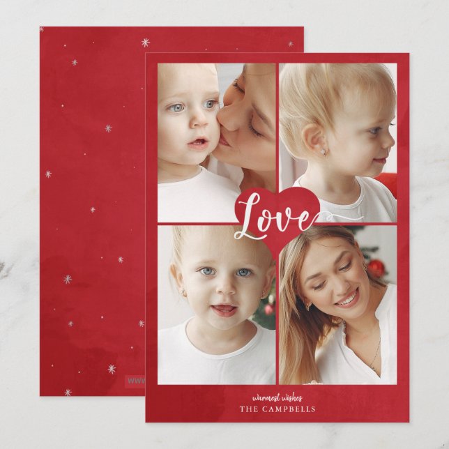 Red Heart Cute Love Photo Valentine Day Holiday Ca (Front/Back)
