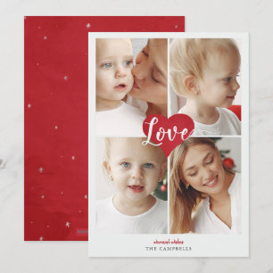 Red Heart Cute Love Photo Valentine Day Holiday Card