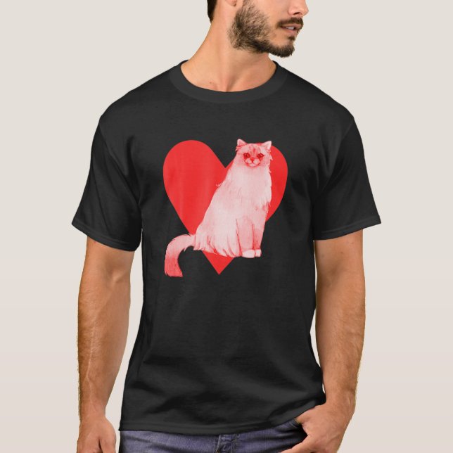 Red Heart Cute Pet Best Friend Birman Cat T-Shirt (Front)