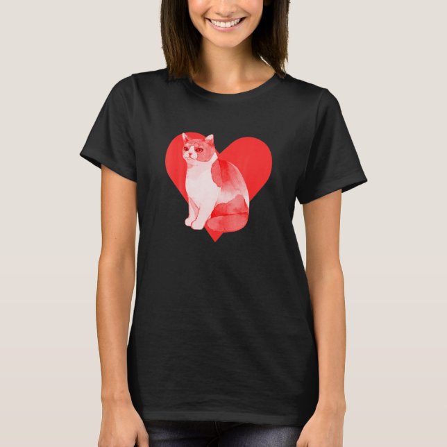 Red Heart Cute Pet Best Friend British Shorthair C T-Shirt (Front)