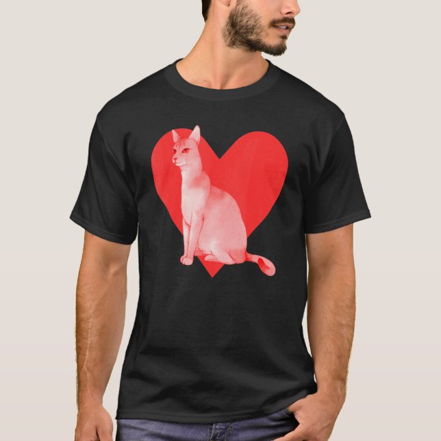 Red Heart Cute Pet Best Friend Chausie Cat T-Shirt (Front)