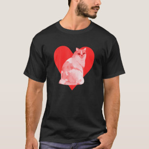 Red Heart Cute Pet Best Friend Cymric Cat T-Shirt