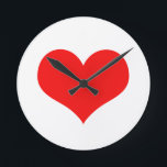 Red Heart Cute Valentine's Day White Custom Colour Round Clock<br><div class="desc">Printed with big red heart pattern in solid white colour background.</div>