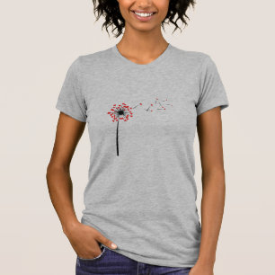 Red Heart Dandelion Whimsical Nature Graphic T-Shirt