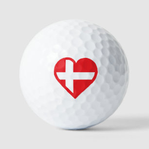 Red Heart Denmark Flag Design Golf Balls