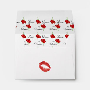 Red Heart Design Envelopes