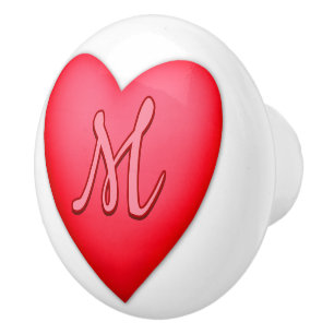Red Heart Design Personalised Initial Ceramic Knob