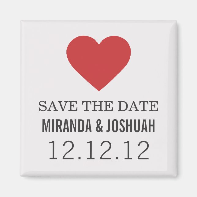 Red Heart Design Save The Date Magnets (Front)