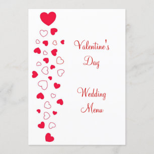 Red Heart Design Valentines Day Wedding Menu