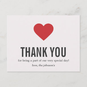 Red Heart Design Wedding Thank You Cards