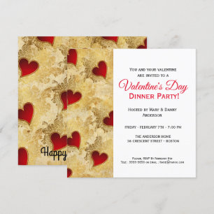Red Heart Dinner Valentine's Day Invitation