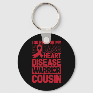 Red Heart Disease Awareness Bad Warrior Cousin Key Ring