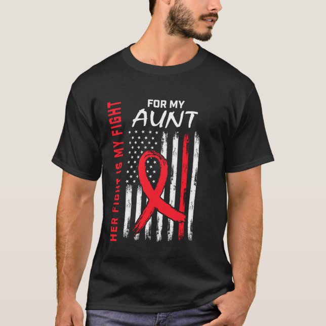 Red Heart Disease Awareness Flag Aunt Supporter Pr T-Shirt (Front)