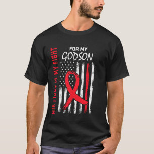 Red Heart Disease Awareness Flag Godson Supporter T-Shirt