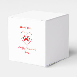 Red heart dog cat paw happy Valentine's day name Favour Box