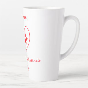 Red heart dog cat paw happy Valentine's day name Latte Mug