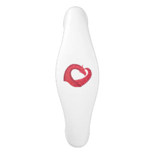 Red heart dragon on white ceramic cabinet pull