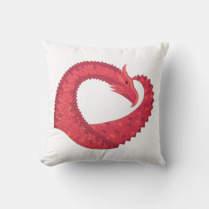 Red heart dragon on white cushion