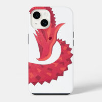 Red heart dragon on white